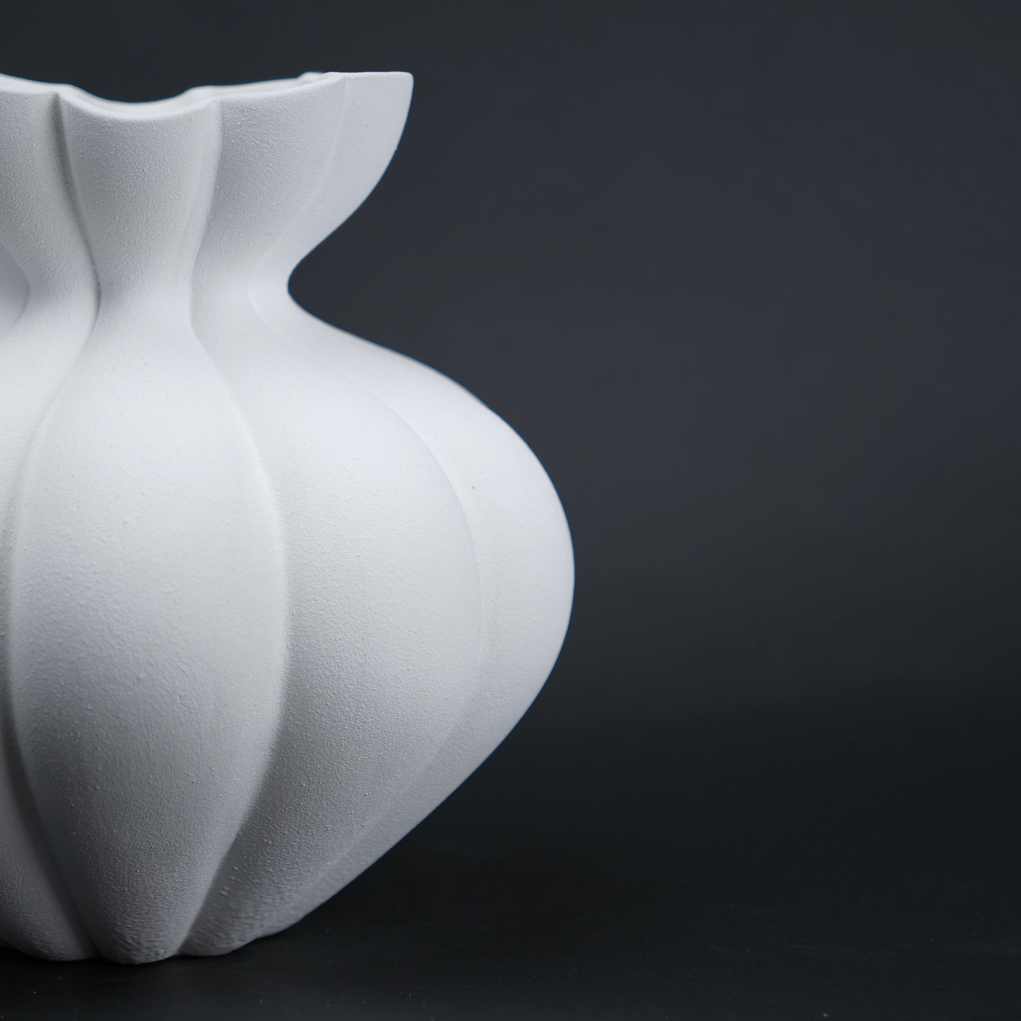 Fluted ceramic vase in ivory white for modern home decor styling