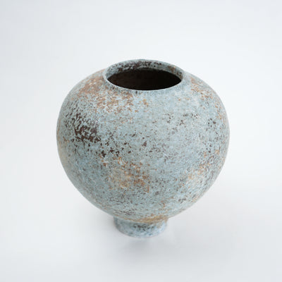 Blue Grey Patina Ceramic Vase