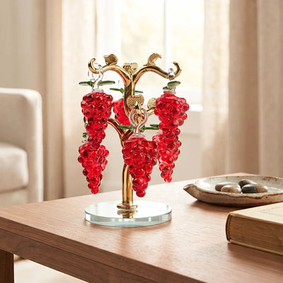 Golden Grape Tree Decorative Accent with Red Grape Clusters for Living Room and Dining