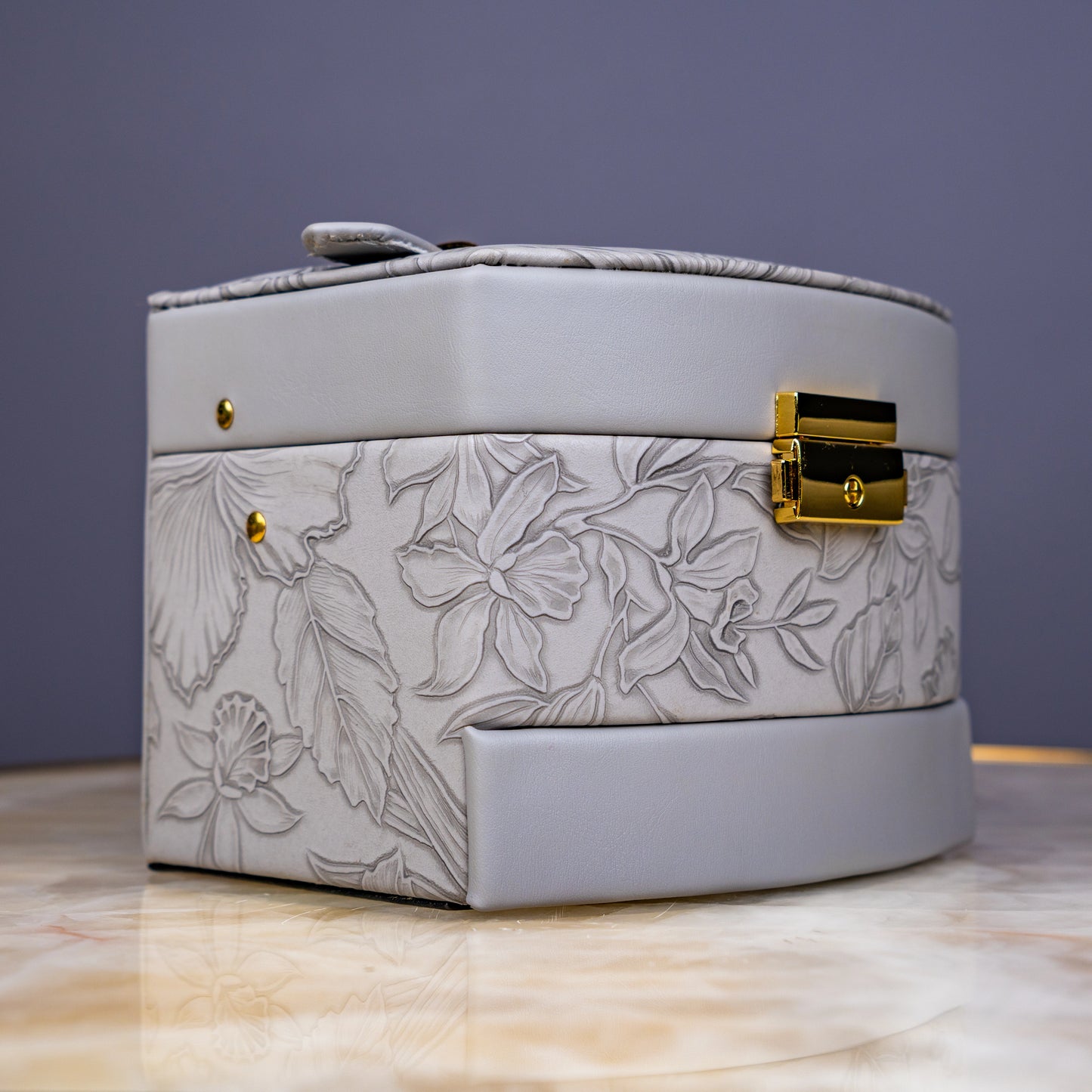 Elegant Grey Jewelry Box - Small