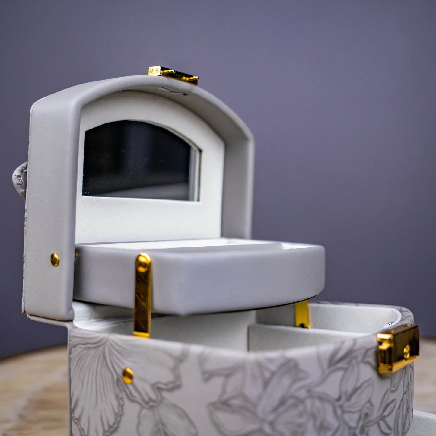 Elegant Grey Jewelry Box - Small