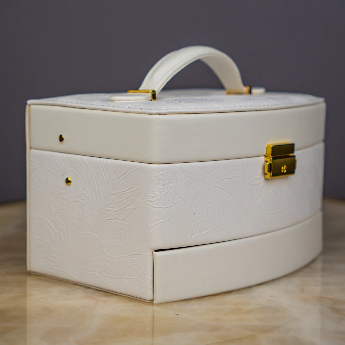 Elegant White Floral Jewelry Box - Big