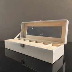 Croc-Textured White Watch Box