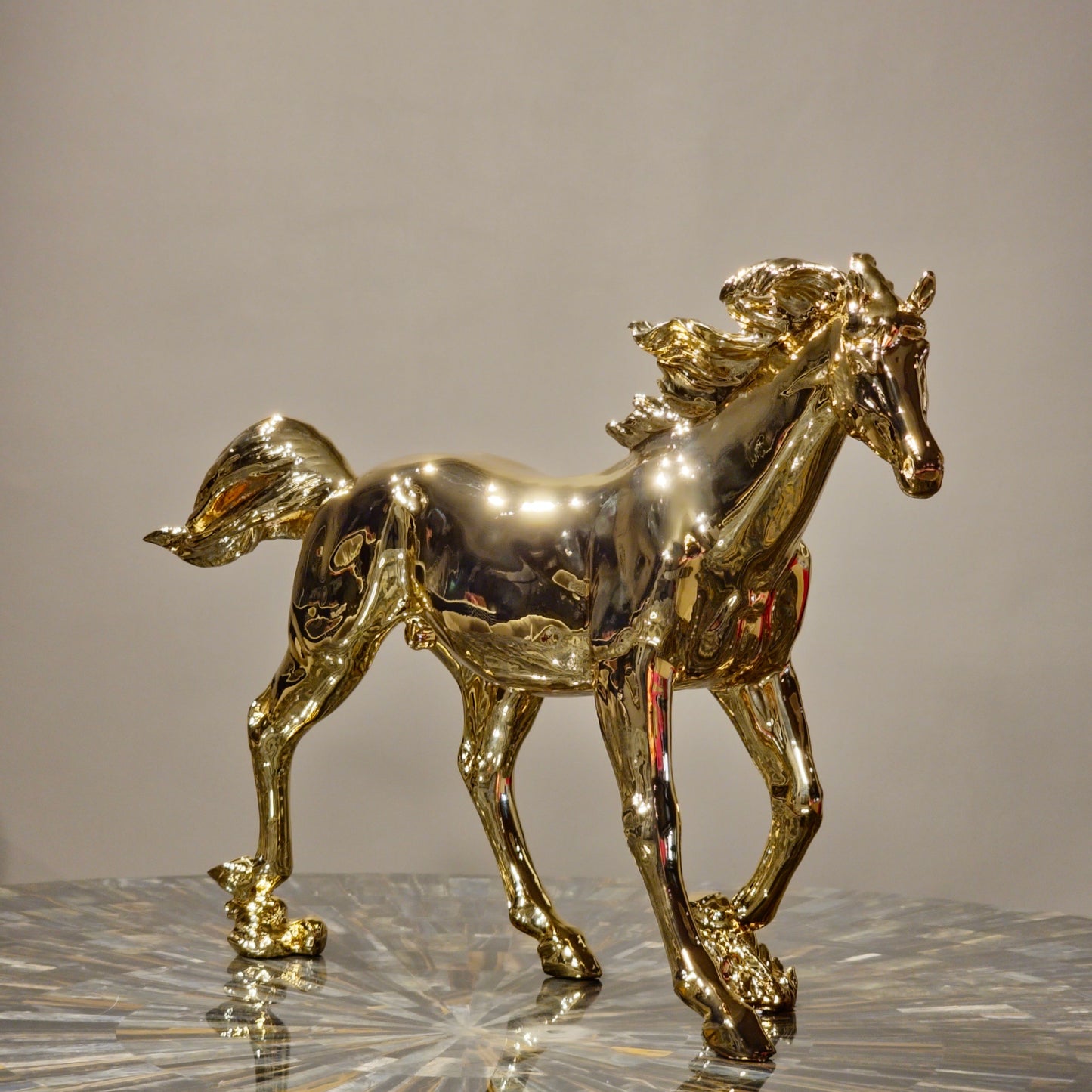 Golden Gallop Horse Sculpture