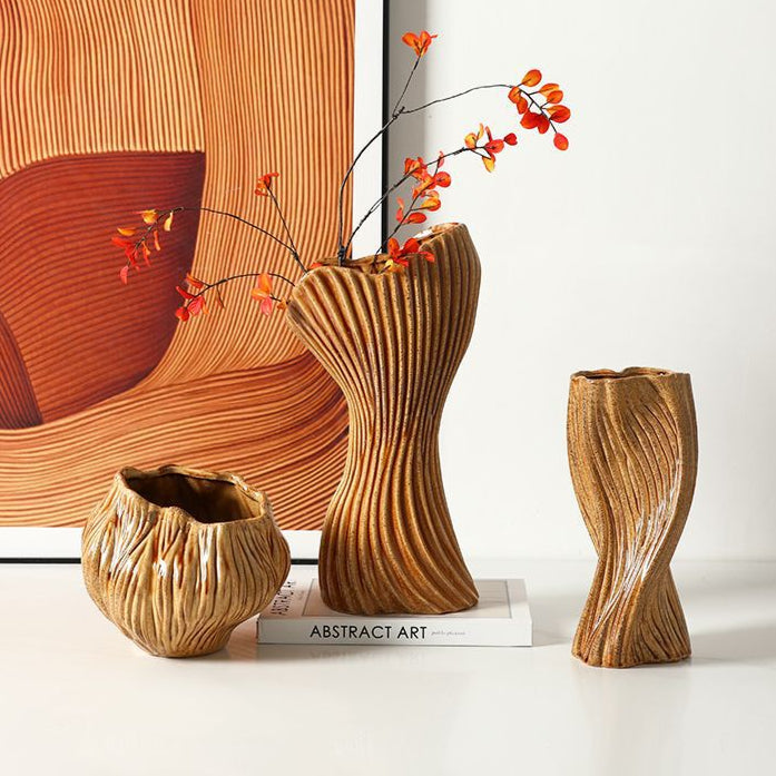 Elegant Brown Ceramic Vase Timeless Decor Accent