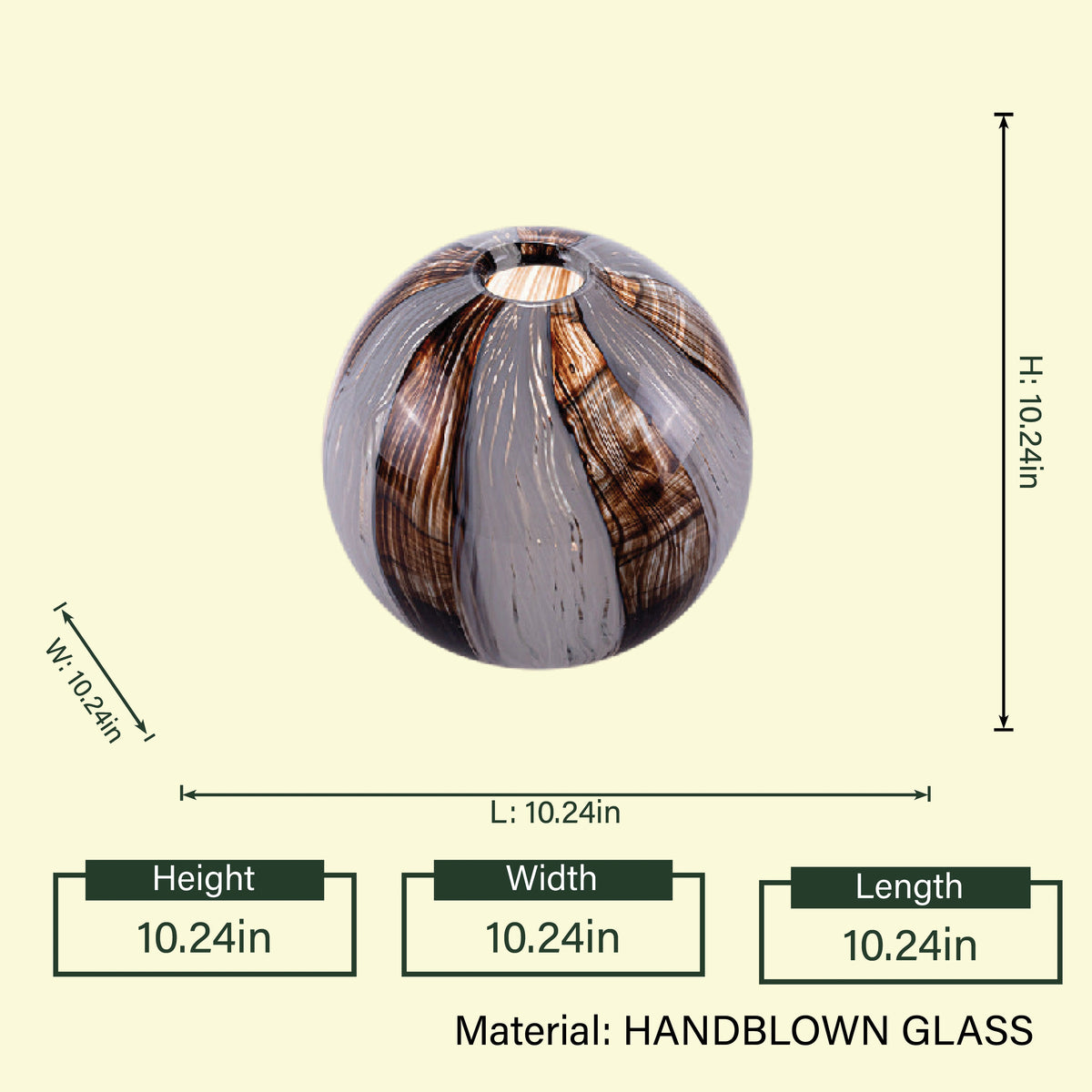 Bronze Elegance sphere vase spec card