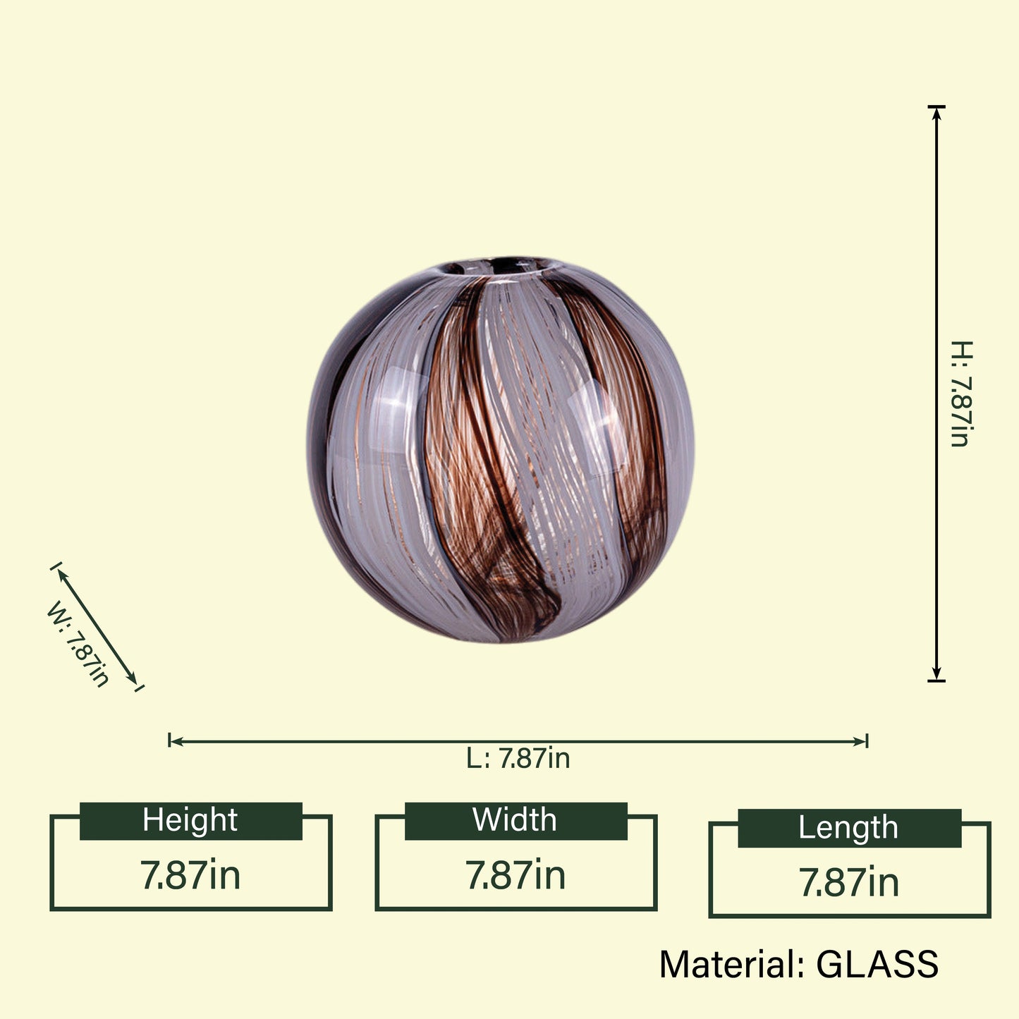 Radiant orb vase spec, 7.87in cube