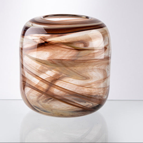 Bronze Horizon vase, copper swirl, front studio