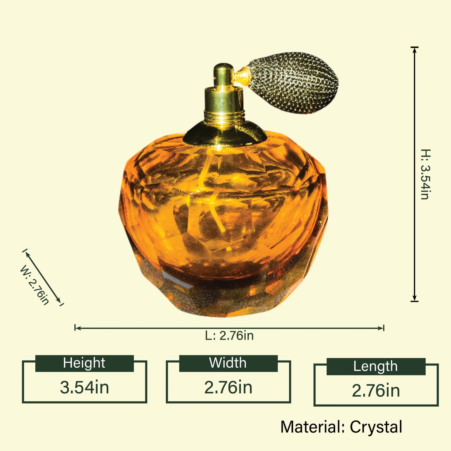 Premium amber glass fragrance sprayer accent with decorative atomizer pump for sophisticated vanity and dresser arrangements