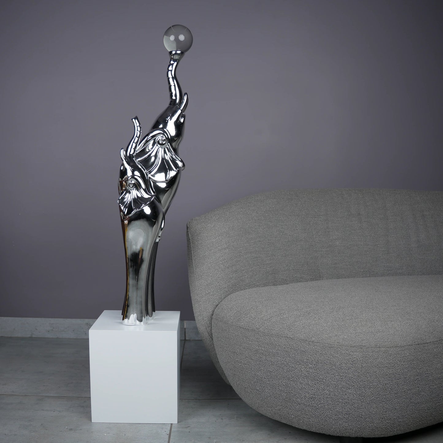 Silver Elephant Crystal Decor