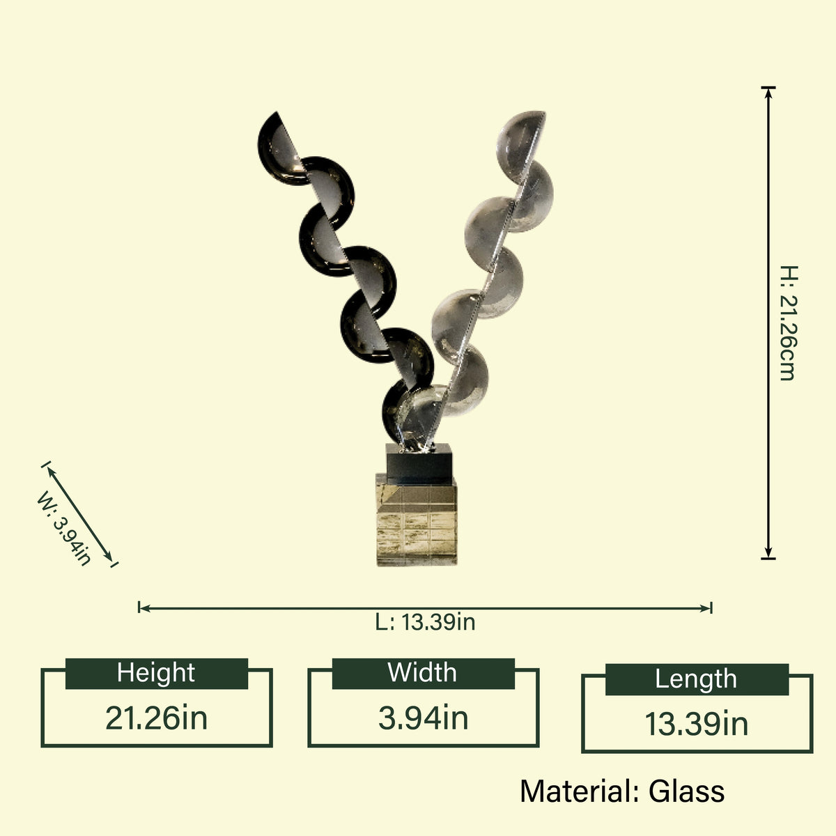 Contemporary acrylic decor piece crafted with artistic curved shapes for upscale shelf and console arrangements