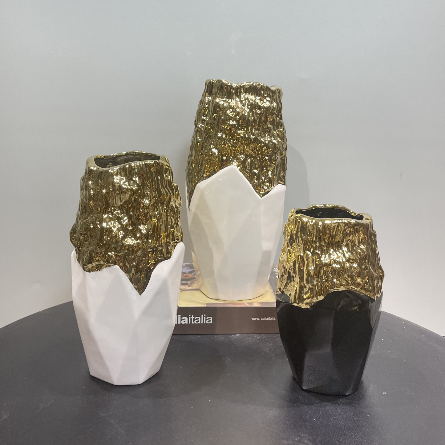 Golden Orb Ceramic Vase