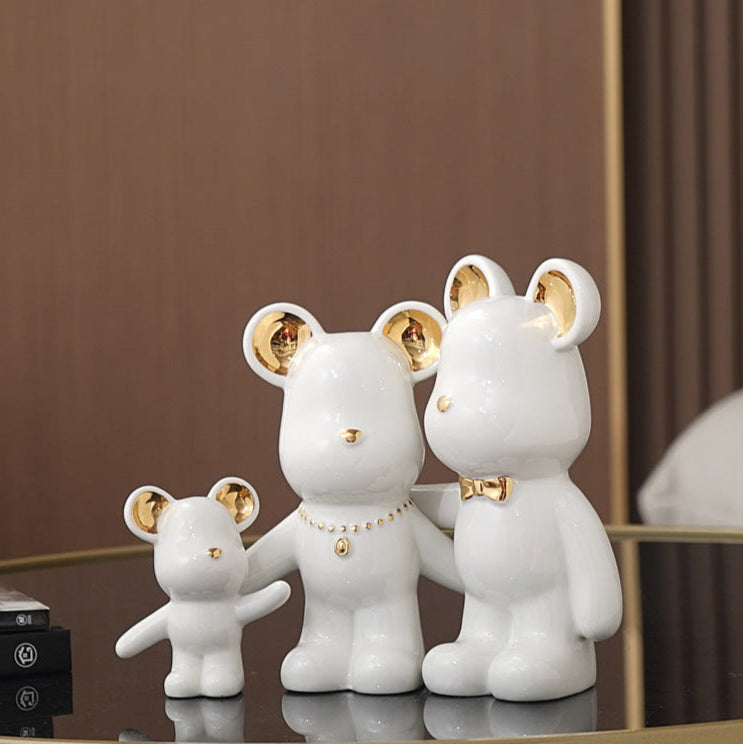 Harmony Bear Family Ceramic Decor - Set of 3