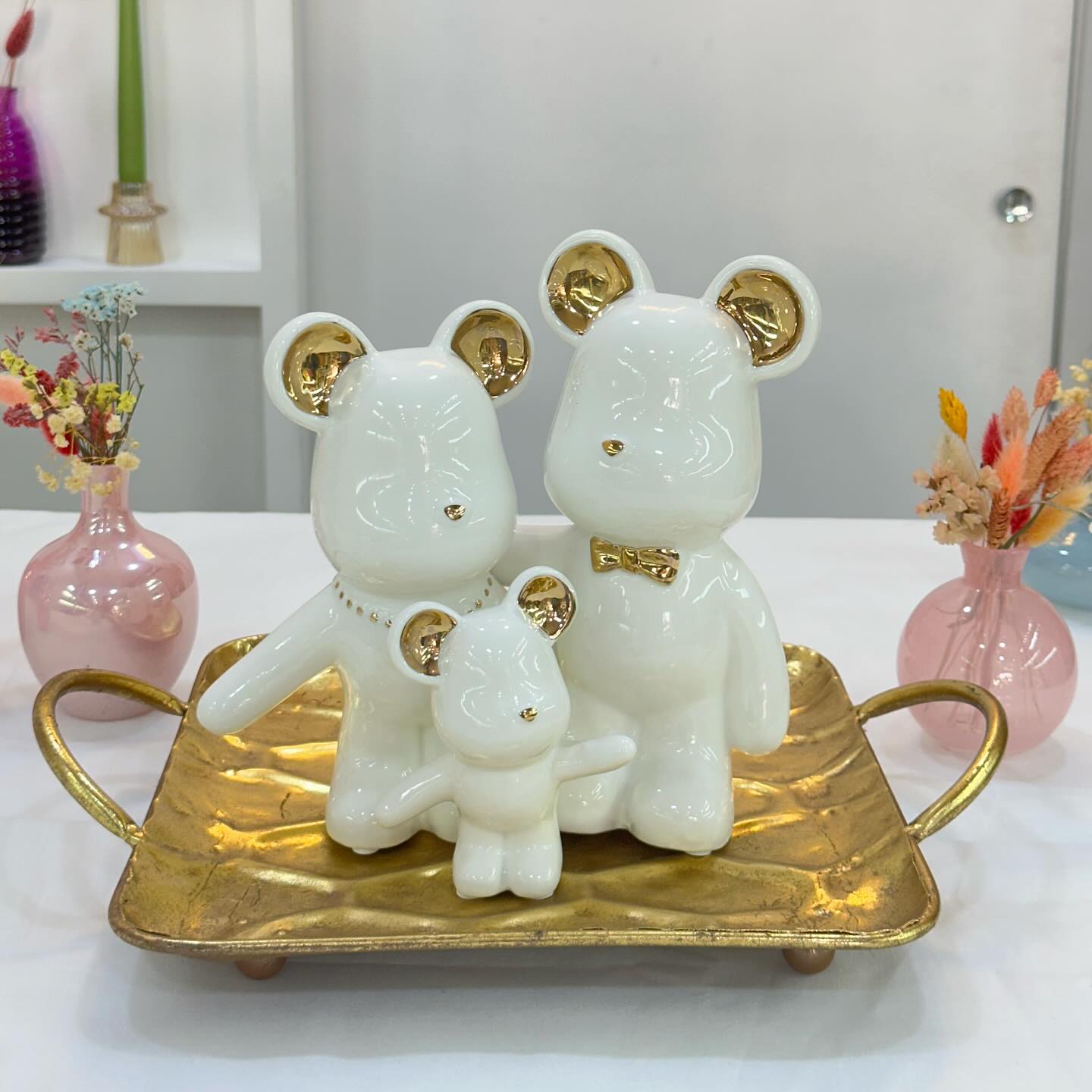 Harmony Bear Family Ceramic Decor - Set of 3