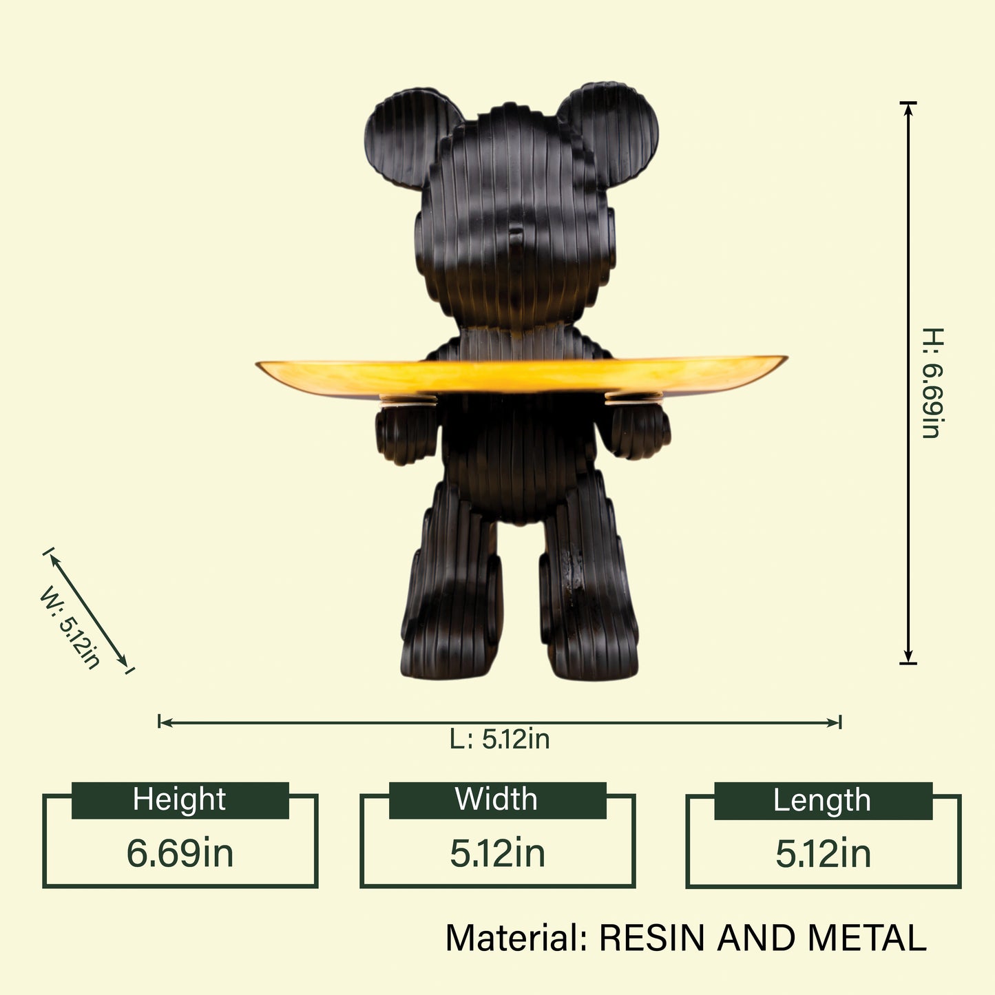 Modern artistic bear decor tray for elegant console table arrangements