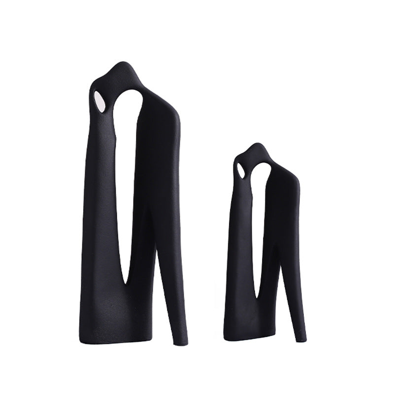 Ethereal Poise Abstract Resin Sculpture - Black