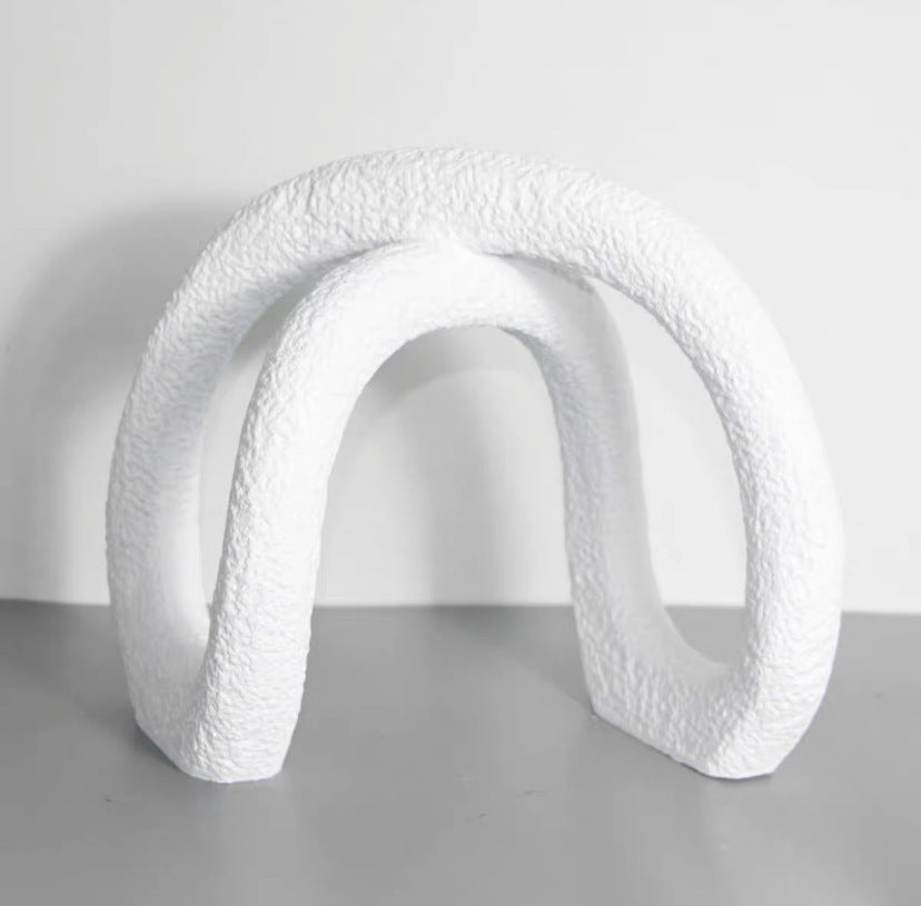 Celestial Orbit Abstract Resin Sculpture - White