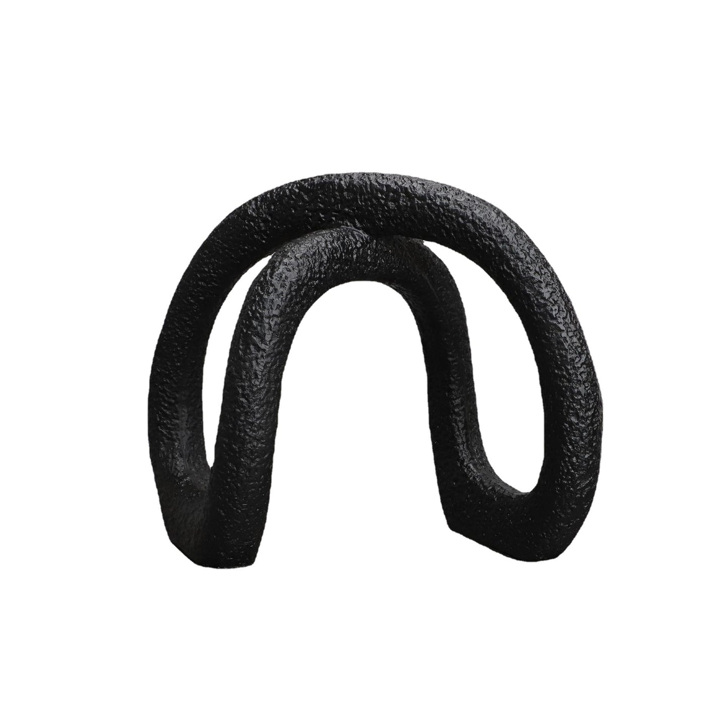 Black infinity loop decor with textured matte finish for modern interiors