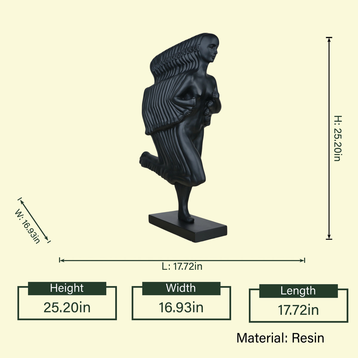 Contemporary abstract figurine showcasing a multi-layered human form in matte black, designed to enhance coffee tables, bookshelves and sophisticated interior spaces.