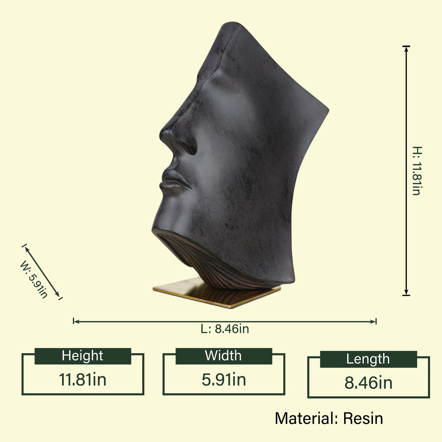 Elegant black face decor accent with modern minimalist aesthetic appeal