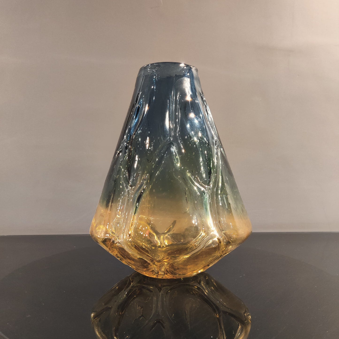 Sapphire Sunburst Handblown Glass Vase