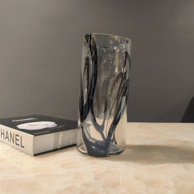 Midnight Swirl Handblown Glass Vase