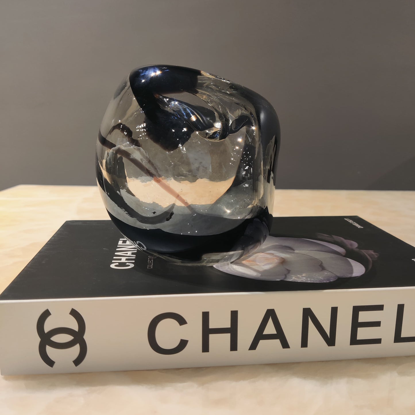 Amber Swirl Handblown Glass Vase