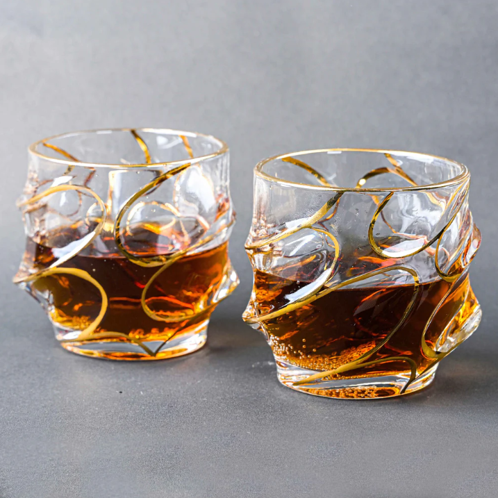 Majestic Gold-Cut Whiskey Glass - Set of 4