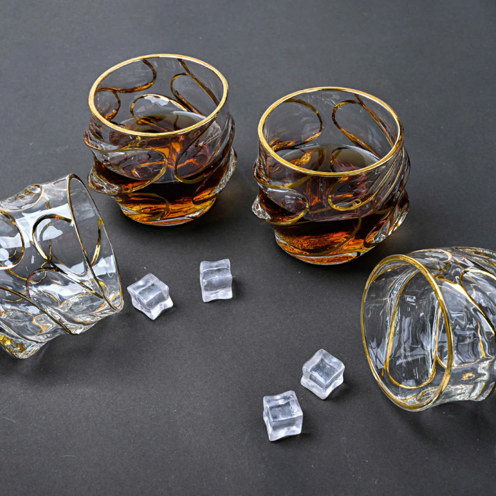 Majestic Gold-Cut Whiskey Glass - Set of 4