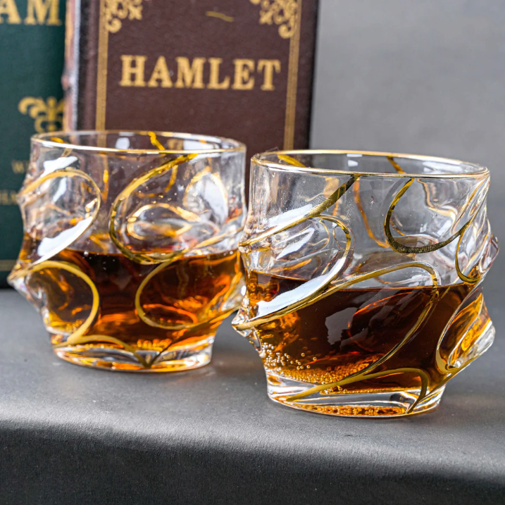 Majestic Gold-Cut Whiskey Glass - Set of 4