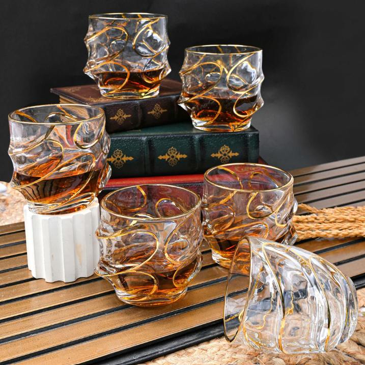 Majestic Gold-Cut Whiskey Glass - Set of 4