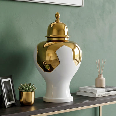 Gold Accent Ceramic Jar