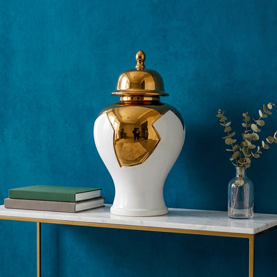 Gold Accent Ceramic Jar