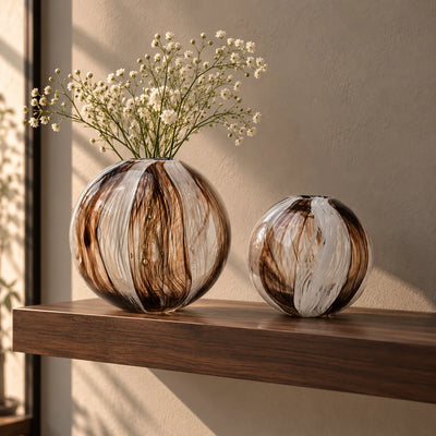 Radiant White & Brown Striped Vase