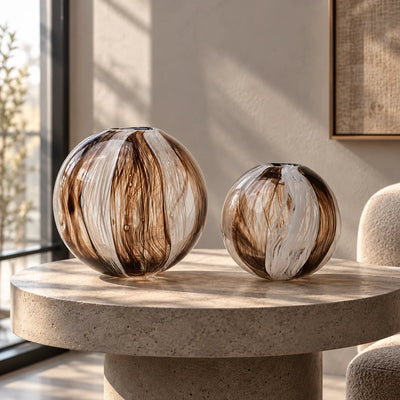 Radiant White & Brown Striped Vase