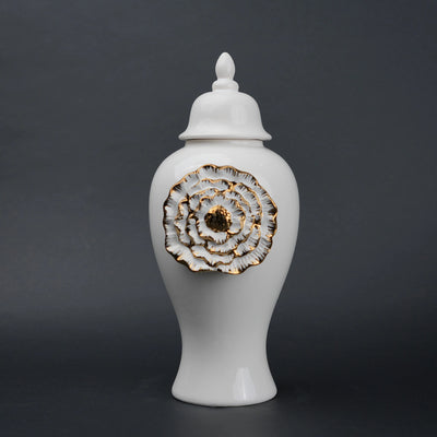 Petal Crest Decorative Jar