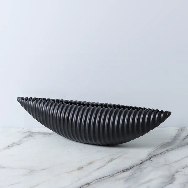 Contemporary ribbed decorative accent for console and tabletop styling