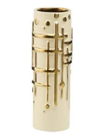 Golden Grid Cream Vase Large