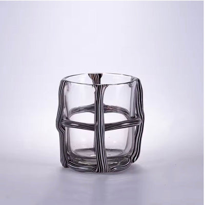 Ivory Ribbed Glass Vase - Short