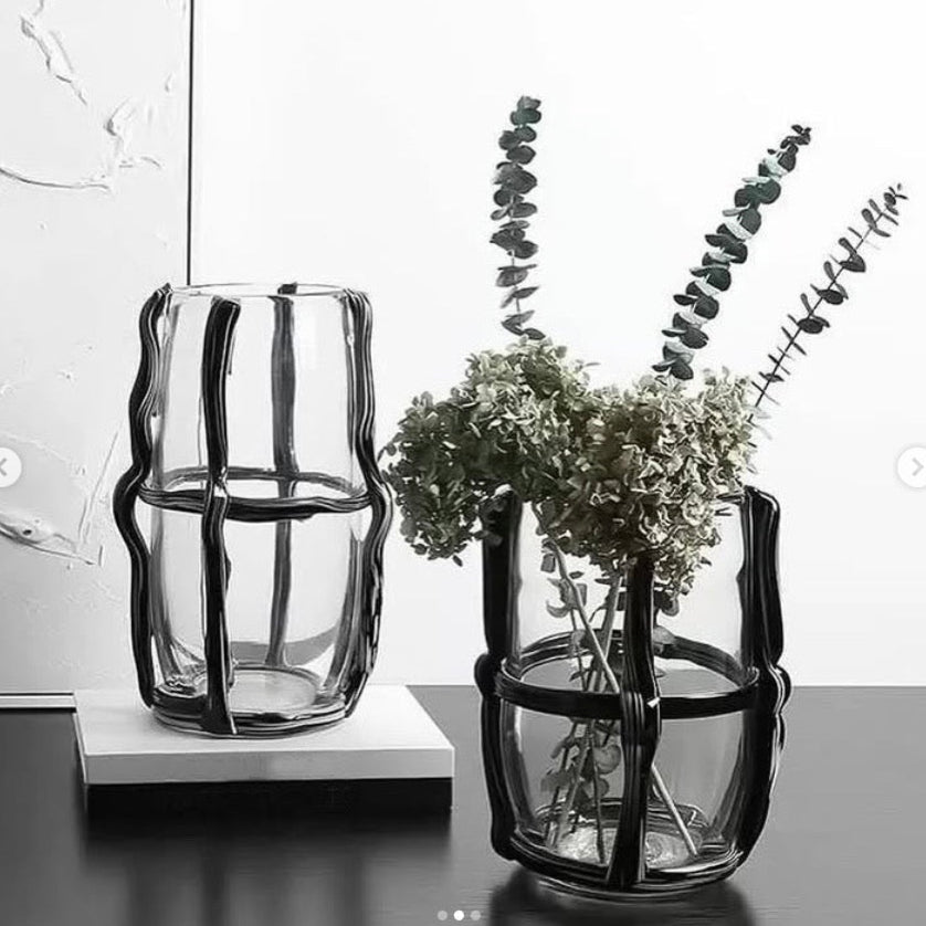 Ivory Ribbed Glass Vase – Short