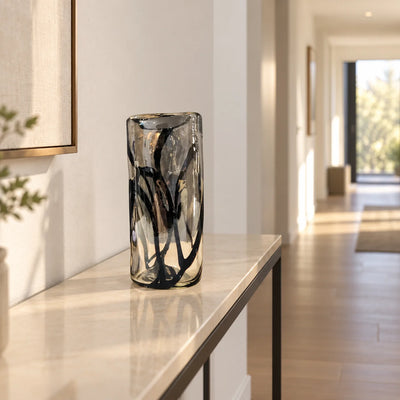 Midnight Swirl Handblown Glass Vase