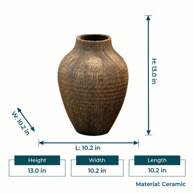 Textured Charcoal Ceramic Vase