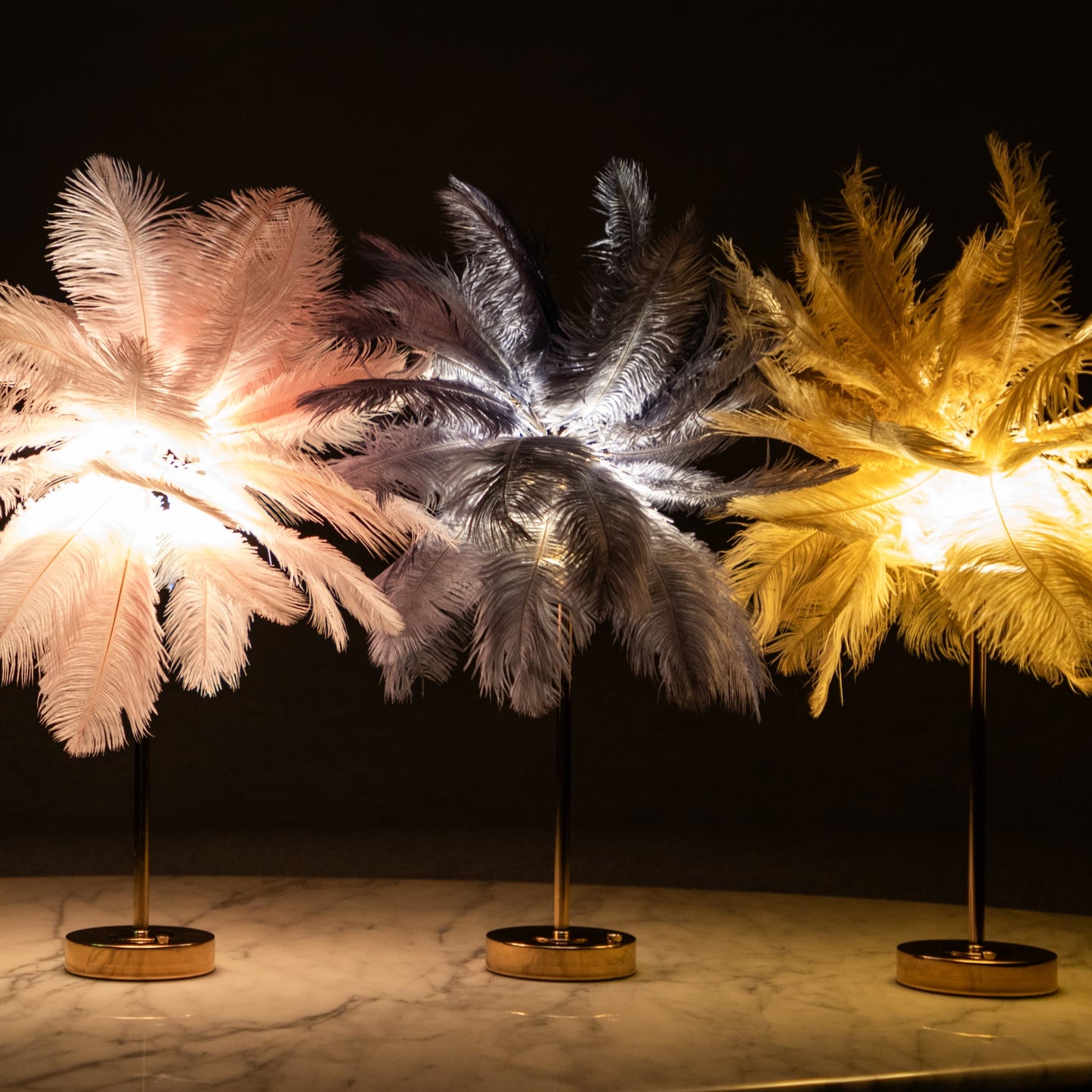 Feather Glow Lamp - Moon Grey