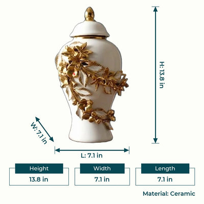Gold Bloom Ceramic Jar