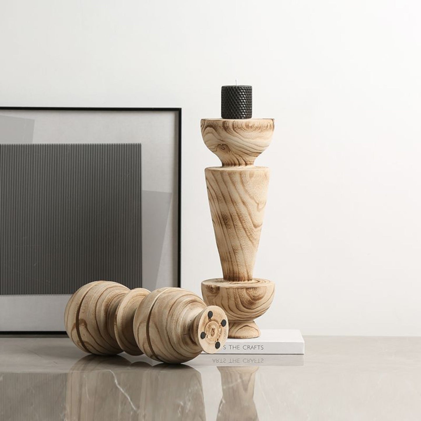 Rustic Short Stacking Cup Ornaments - Eco-Friendly Wooden Decor