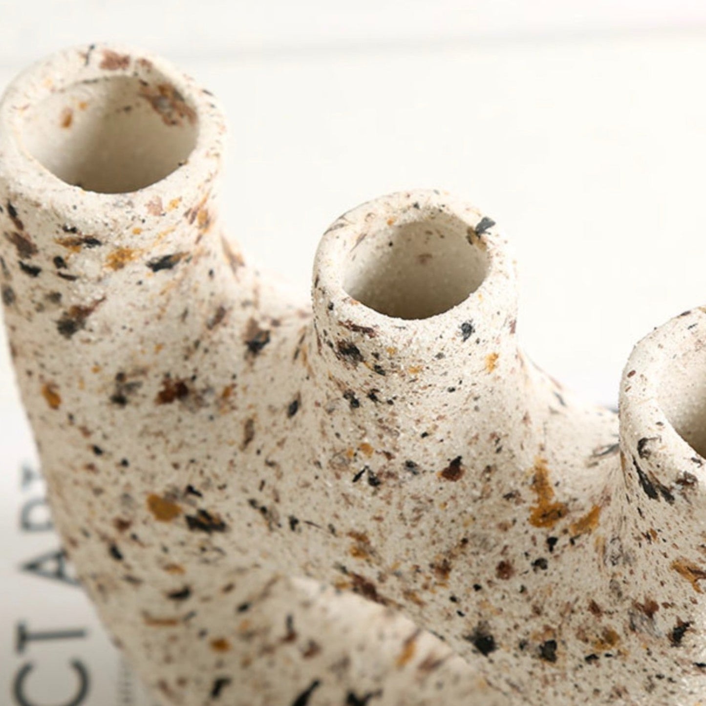 Speckled Sculptural Ceramic Cutout Vase