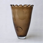 Bronze vase, ruffled rim, 12.99in product shot