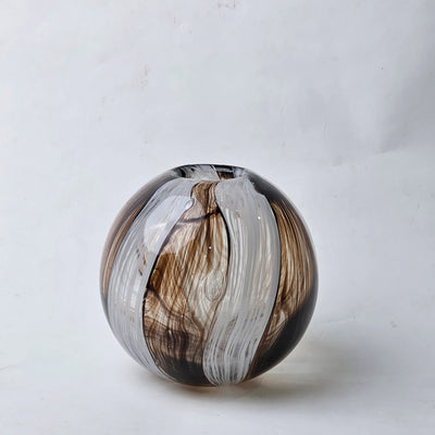 Radiant White & Brown Striped Vase