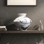 Abstract Splash White Ceramic Vase