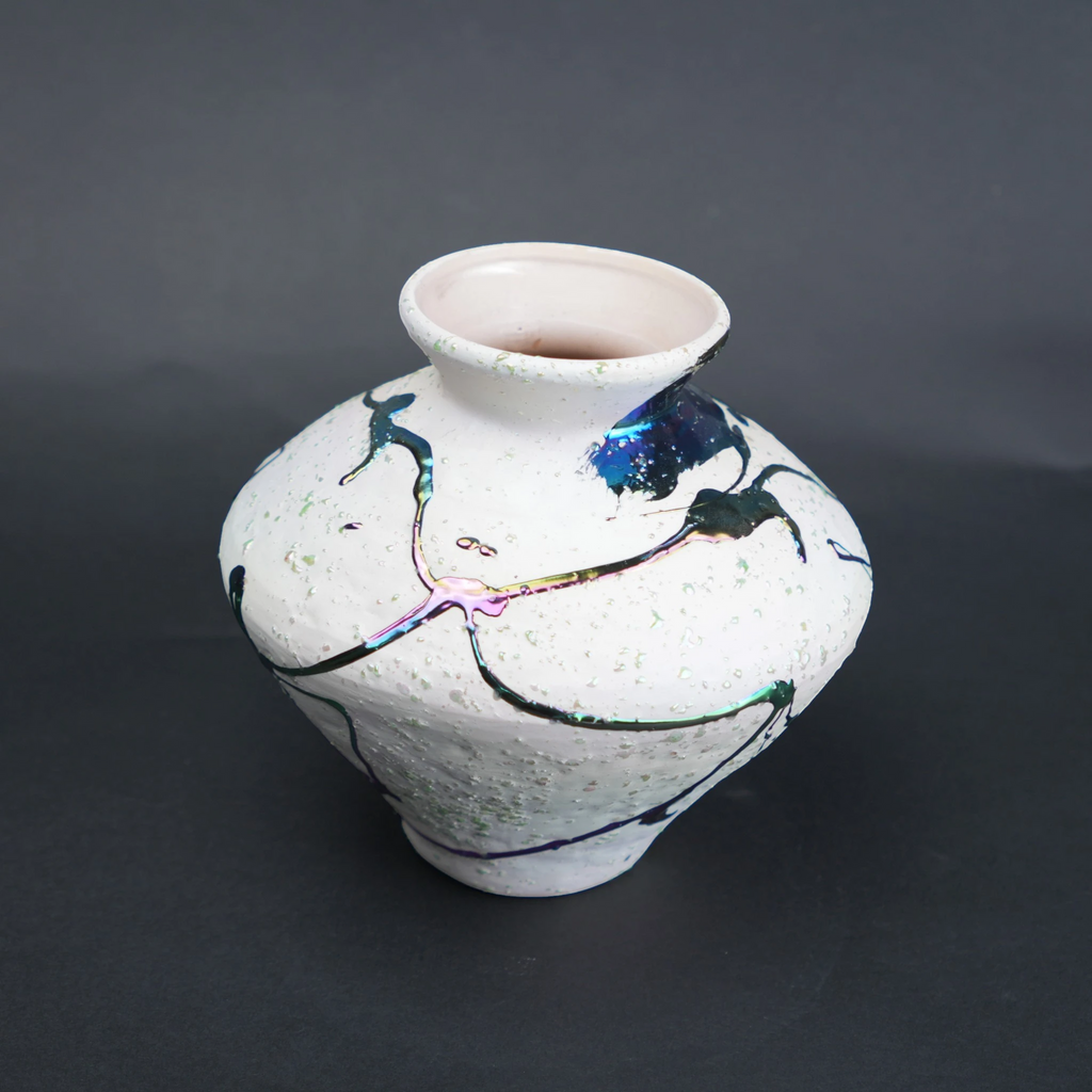 abstract splash white ceramic decorative vase